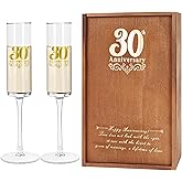 JNDJE 30th Wedding Anniversary for Couple, 30th Anniversary Champange Glasses for Parents, 30th Wedding Anniversary Champange Flute Gift for Grandparents, 30 Years of Anniversary Present
