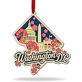 Washington DC Ornament for Car Hanging Decorations, Washington DC Ornaments, Car Hanging Decorations Decor Ornaments, 3D Wooden Acrylic Keepsake, Home Decor, Birthday Gift Souvenir for Family Friends