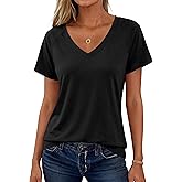 ANRABESS Womens Tops Short Sleeve V Neck Shirts Summer Basic Tee Trendy Cute Tshirts 2026 Spring Casual Outfits