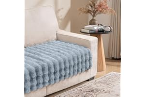 SNUGGLESINTO Waterproof Dog Bed Cover, Soft Plush Pet Blanket with Anti-Slip Back for Bed Couch Sofa, Furniture Protector for Small, Medium and Large Dogs and Cats (LightGrey-Bubble, 30"x70")