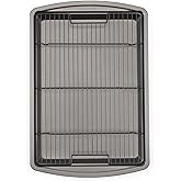 GoodCook 15” x 10.5” Nonstick Carbon Steel Baking Pan & Raised Wire Rack – Pizza Crisper, Crispy Bacon, Multipurpose Cooking 