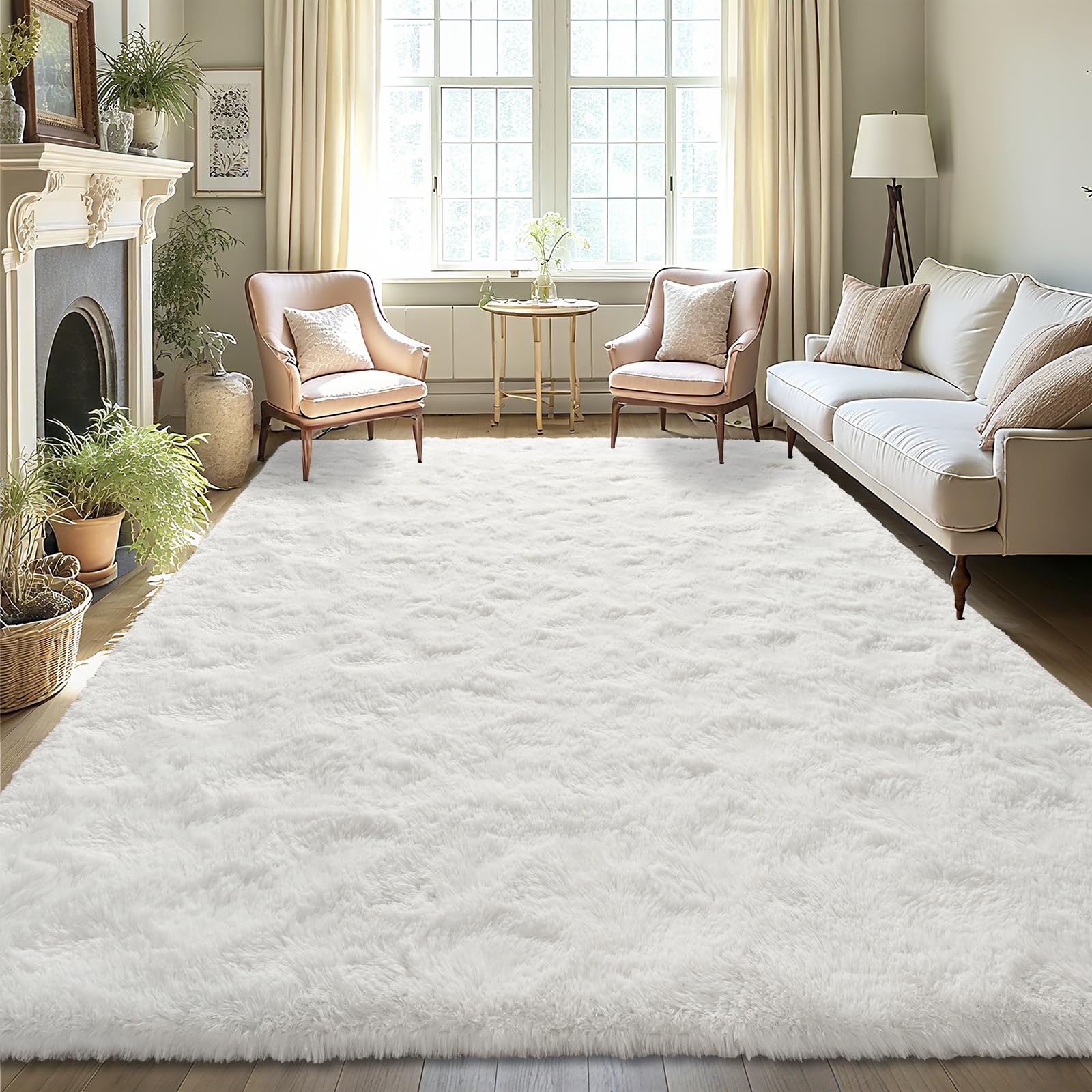 Photo 1 of LOCHAS Ultra Soft Indoor Modern Area Rugs Fluffy Living Room Carpets for Children Bedroom Home Decor Nursery Rug 9x12 Feet, Cream
