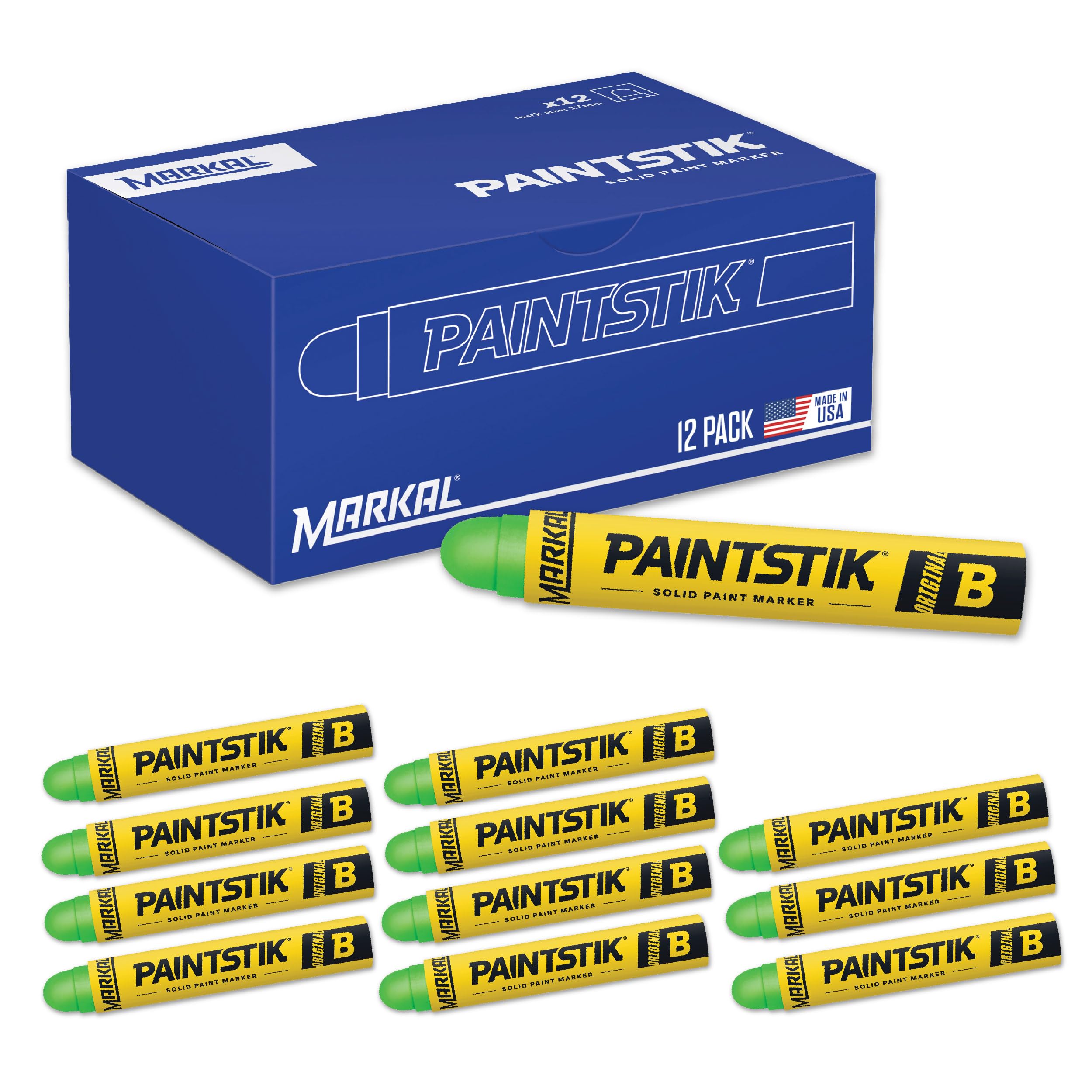 Markal 82836 F Paintstik – Rough Surfaces Solid Paint Marker, Flourescent Green (Pack of 12)