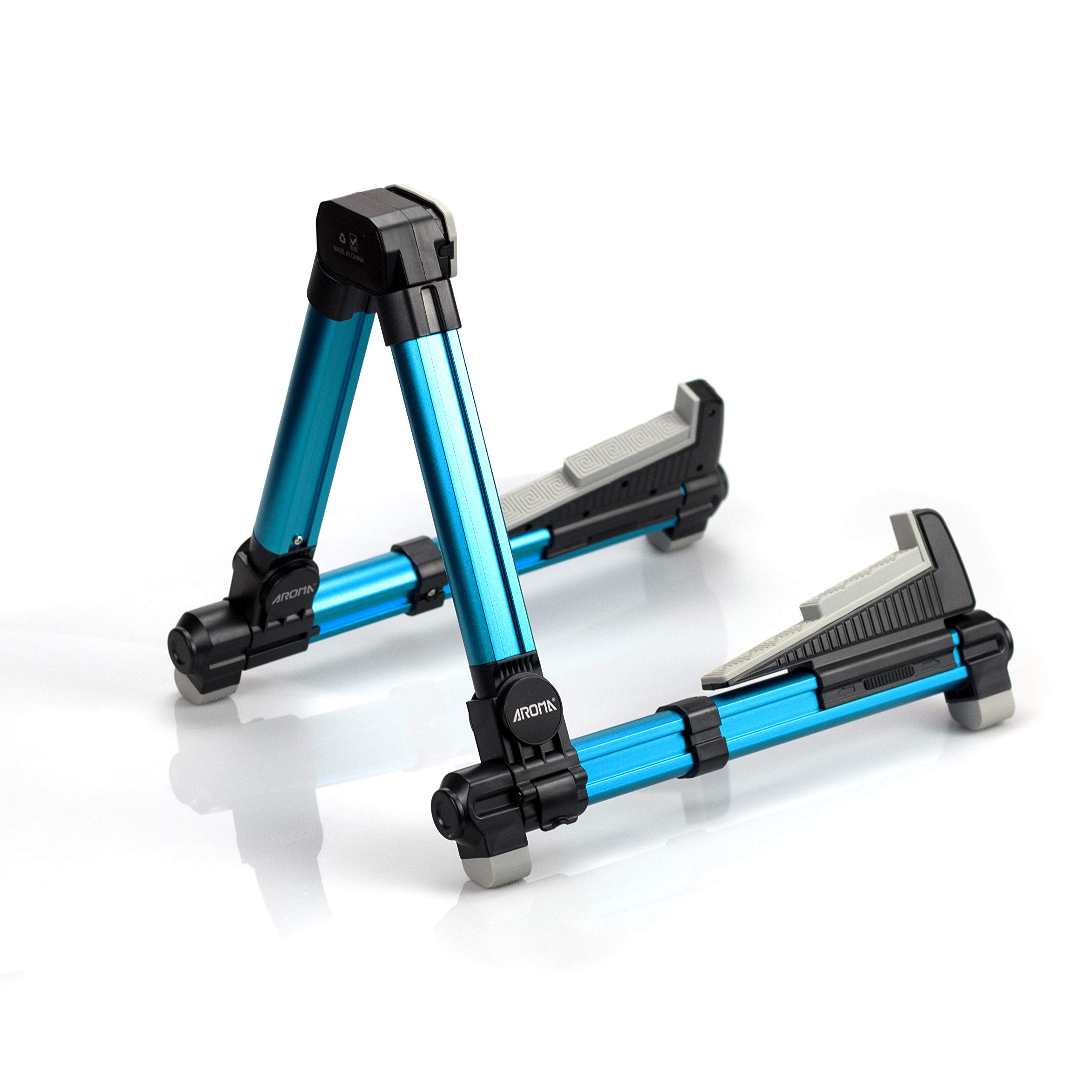 Foldable Guitar Stand, Meeland A-Frame Guitar Stand, Adjustable and Portable Guitar Rest for Classical Guitar, Acoustic Guitars,Electric Guitars, Bass and Ukulele Ideal for Stage and Home BLUE