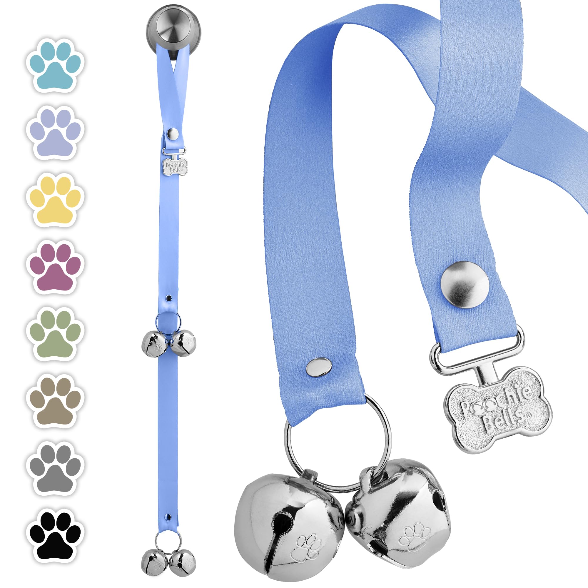 PoochieBells The Original Dog Potty Doorbell, Dog Bells for Potty Training & Puppy Housebreaking, Potty Train Your Dog in Days, Made in America, Hydrangea Blue