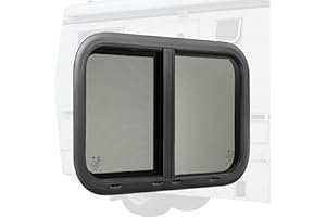 AUSUM MOTOR Horizontal RV Window 24"W x 15"H RV Door Window Tinted Sliding RV Window with Net Screen, Trim Ring RV Window Replacement for 15/16" to 1-3/4" Thick Walls,Camper Window for Trailer Camper,DOT Approved