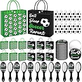 Sunnychicc 48 Pcs Soccer party accessorys Team Gifts with Soccer Goodie Gift Bags Stuffers Keychains Mirrors Hairbrushes for Players Team Sports Accessories Birthday Supplies