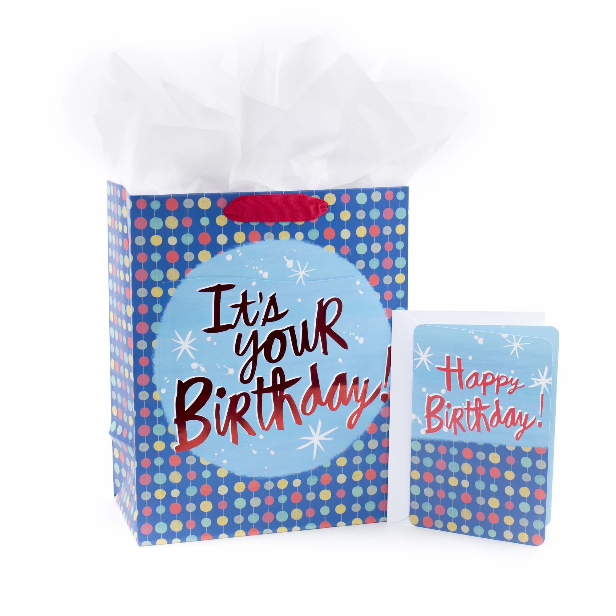 Hallmark 5WDB2126 Gift-wrap-Bags, Paper, Large Happy Birthday Dots