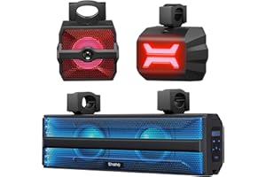 Ehaho 2.1CH Stereo UTV Sound Bar with Subwoofer, 17 Inch ATV Soundbar with RGB Lights, Waterproof Golf Cart Bluetooth Speaker
