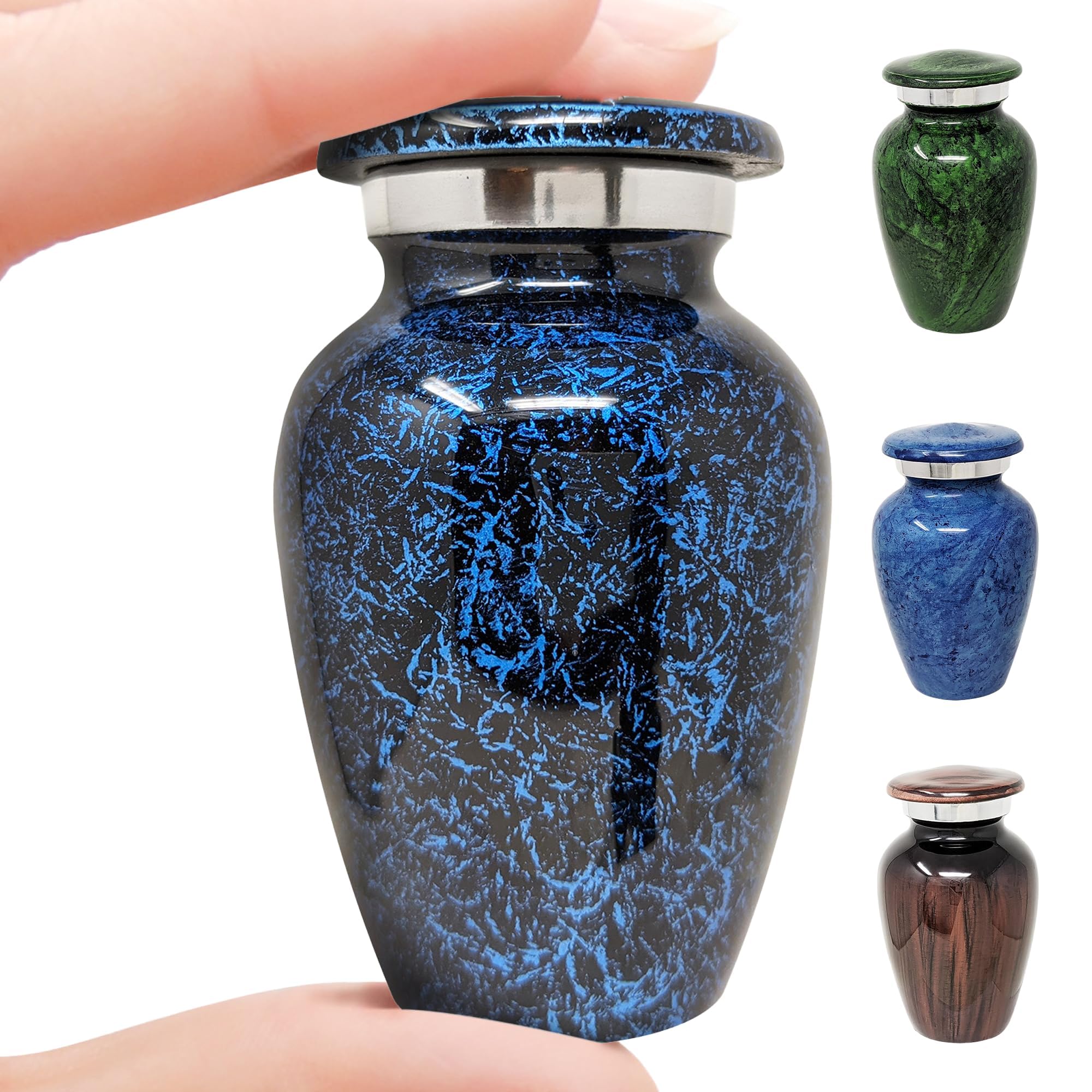 Aquarius Blue Small Aluminum Keepsake Cremation Urn | Choose From 4 Unique Colors | Mini Metal Sharing Personal Funeral Urn for Pet or Human Ashes | Create Your Own Assortment