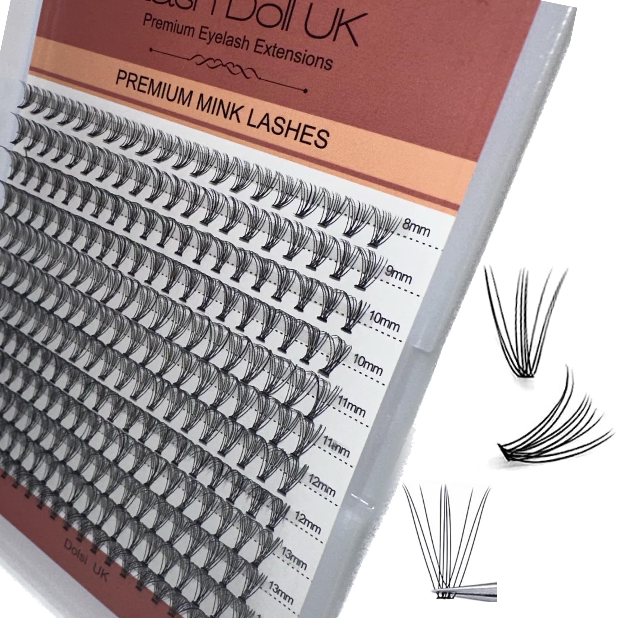 10D Premade Individual Cluster UK DIY Lash Extensions, 260 pcs, Lash Clusters 8-16mm, D Curl, Includes Spoolie Brush, Natural Lashes, Russian, Hybrid, Classic