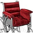 Suzile Wheelchair Cushion Wheelchair Seat Cushion with Strap Recliner Suitable for 18 Inches Armrest and Support for Senior(Burgundy)