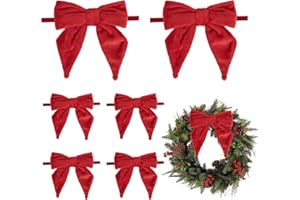 AIMUDI Red Bows 5''×6'' Christmas Bows for Gift Wrapping Present Bows Fur Bows for Christmas Trees Fireplaces Wreaths Crafts Home Outdoor Winter Decoration, 12 PCs