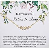 Ukodnus Wedding Day Mother-in-Law Necklace, Dainty Leaf Jewelry Gift for Mom of the Groom, Sentimental Gift from Bride, Birthday Christmas Mothers Day Thoughtful Gifts from Daughter-in-Law
