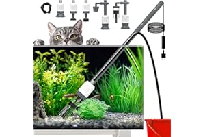 SSDTH Fish Tank Cleaner, Aquarium Vacuum Gravel Cleaner Electric -6-in-1 Automatic Removable Vacuum with Adjustable 30W Motor Efficient Cleaning (White)