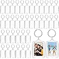 MTLEE 150 Pcs Photo Insert Keychain Clear Acrylic Picture Keychains Picture Frame Key Chain Blank Photo Keychains