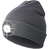 CENSGO Unisex Hat with Light, USB Rechargeable Headlamp Beanie, Gifts for Dad Father Men Husband Warm Knitted Cap