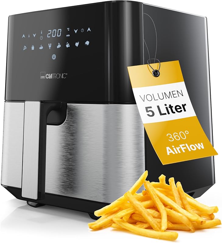 ® Heißluftfritteuse XXL - 5L Fritteuse | Heißluft für fettfreies frittieren| Edelstahl-Airfryer mit digitalem Touchscreen | 360° Air-Flow | Heißluft-Friteuse mit 8 Programmen | FR 3782 H — Foto 1 von 8