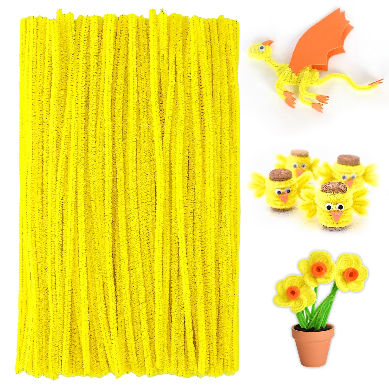 Photo 1 of FirstKitchen Craft Pipe Cleaners, 100pcs Yellow Pipe Cleaner Crafts, 0.23"X12" Craft Chenilles Stems Pipe Cleaner, St. Parker's Day Craft Pipecleaners for DIY Arts Crafts and Cleaning