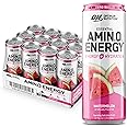 Optimum Nutrition Amino Energy Sparkling Hydration Drink, Electrolytes, Caffeine, Amino Acids, BCAAs, Sugar Free, Watermelon, 12 Fl Oz, 12 Pack (Packaging May Vary)