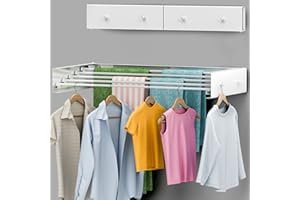 DELFORI Foldable Wall Mounted Drying Rack 28 inch - Easy to Install Hanging Rack for Laundry Room - Space Saving Design with 55-lb Capacity - Perfect Drying Racks for Clothes Towels & More