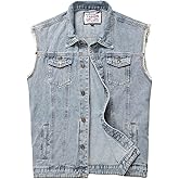 Ginsiom Men's Denim Vest,Sleeveless Jean Jacket Ripped Stretchy Distressed Battle Vest for Men Sleeve Less Outerwear