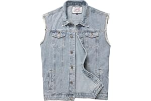 Ginsiom Men's Denim Vest,Sleeveless Jean Jacket Ripped Stretchy Distressed Battle Vest for Men Sleeve Less Outerwear