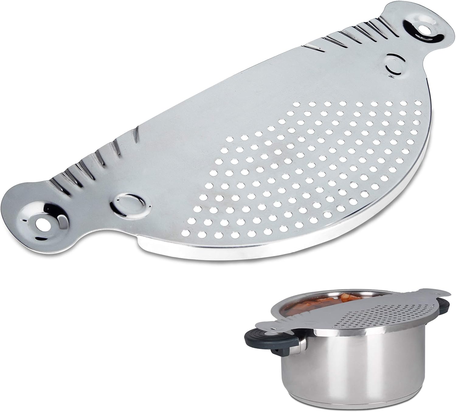 Relaxdays Stainless Steel Strainer, LxW 32.5 x 13 cm, Flat