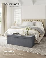 SONGMICS Storage Ottoman Foldable 38x110x38 cm Slate Grey LSF277G51 view 3