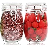 Glass Jars With Airtight Lid 32 Oz (Set Of 2) Wide Mouth Mason Glass Sealed Storage Canisters Leakproof For Coffee Sugar Nuts Spice Refrigerator Pickles & Preserves Tea For Fridge Kitchen Pantry