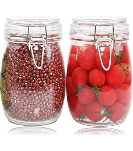 Clear Jars For Coffee Flour Sugar 4-Pack 32 Oz Wide Mouth Glass Jars With Airtight Lids - Clear Canister Jars For Coffee, Flour, Sugar, Canning & Storage Wide Mouth Mason Jars Airtight
