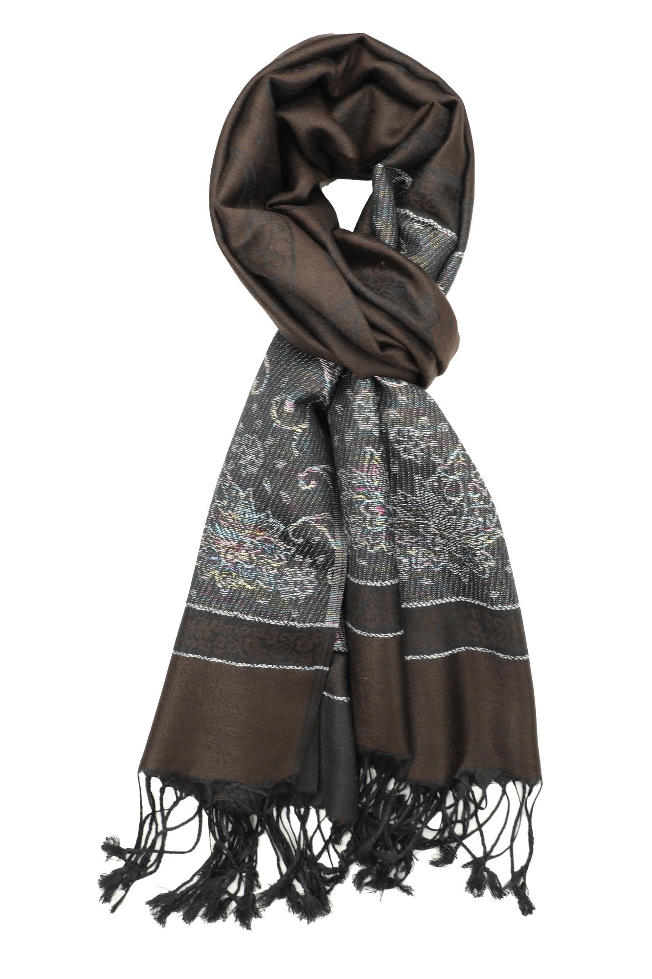 Achillea Women's Two Toned Paisley Lurex Jacquard Pashmina Shawl Wrap Scarf Achillea Women's Two Toned Paisley Lurex Jacquard Pashmina Shawl Wrap Scarf