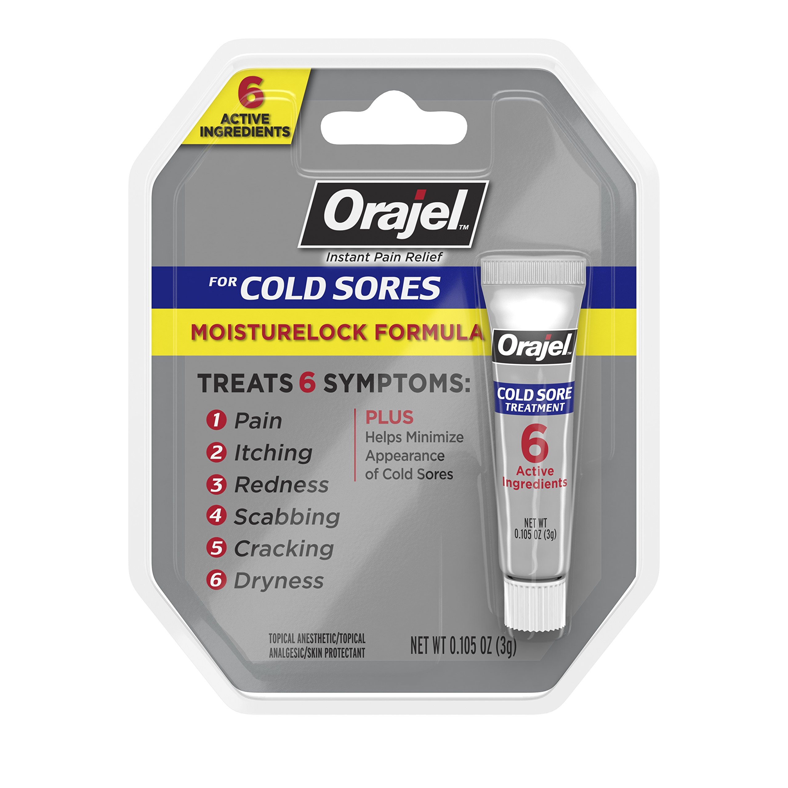 Orajel Single Dose Cold Sore Treatment Plus Moisturizer, 0.