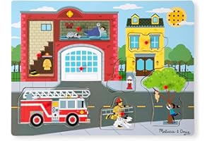 Melissa & Doug Around The Fire Station Sound Puzzle - Wooden Peg Puzzle (8 pcs)