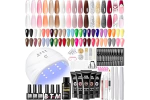 COSCELIA 67PC Gel Nail Polish Kit with U V Light 25pcs Gel Nail Polish 15 Colors Poly Extension Gels for Beginners with Everything Glitter Decorations French Manicure Kit Christmas Gifts for Women