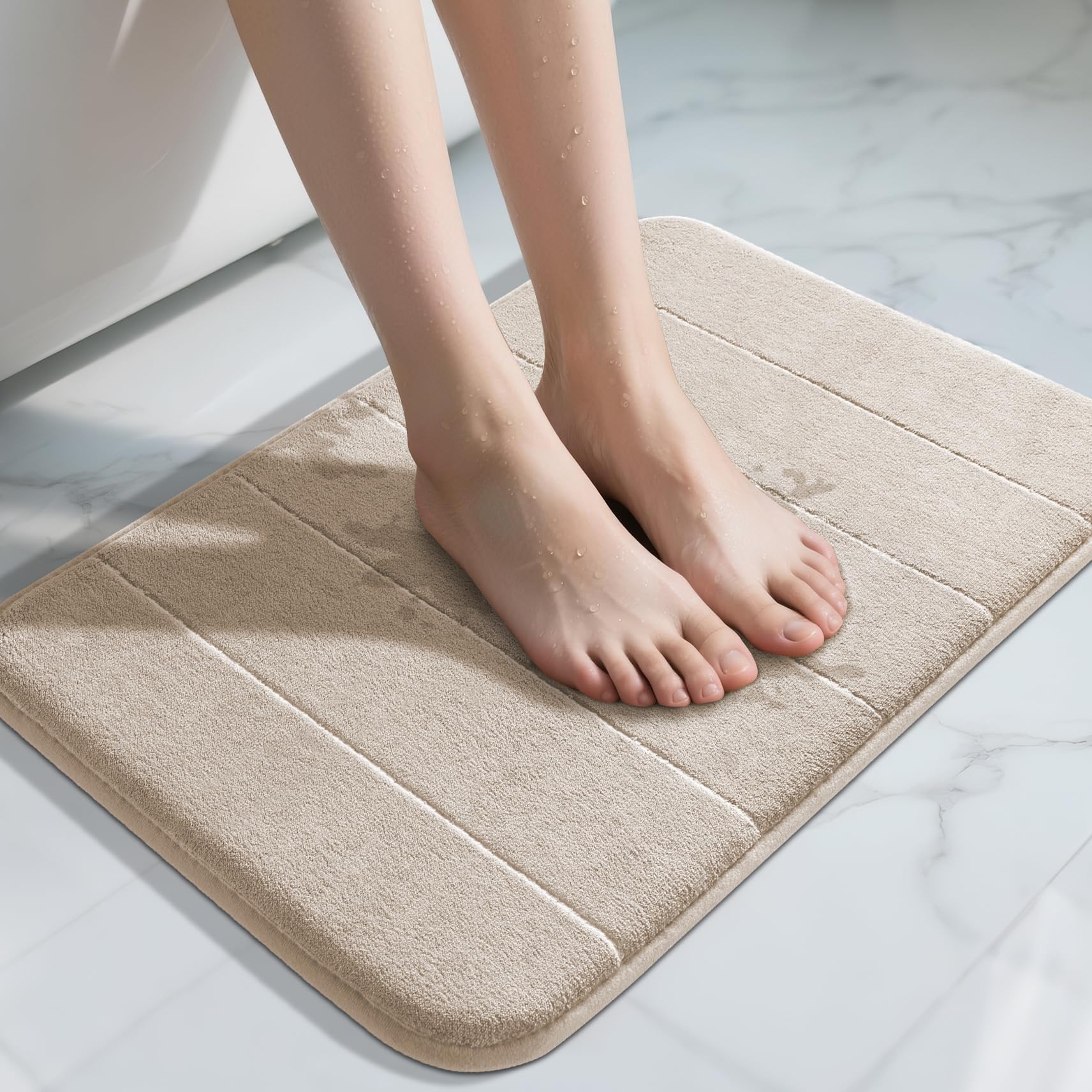 Yimobra Bathroom Runner Rugs 72"x24" Non Slip Washable Memory Foam Bath Mat, Super Soft Water Absorbent Hallway Carpet for Vanity Tub Shower, Olive Green