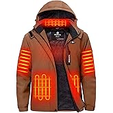 WASOTO Heated Jackets for Men Fur Lining with 18400mAh Battery Pack Charger included Rechargeable Waterproof for Hunting Work