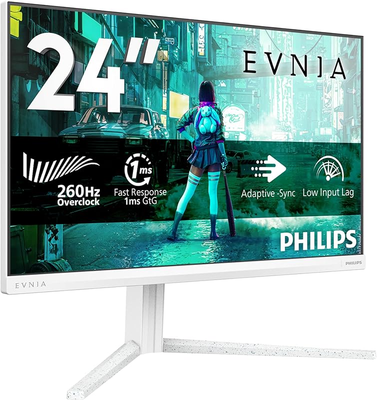 Evnia 24M2N3201P Gaming Monitor 24 Pulgadas 260Hz Panel Fast IPS, 1ms GtG, HDR10, G-Sync Compatible Altura Ajustable, (1920x1080 HDMI 1x 2.0 DP 1x 1.4) Blanco — foto 1 de 7