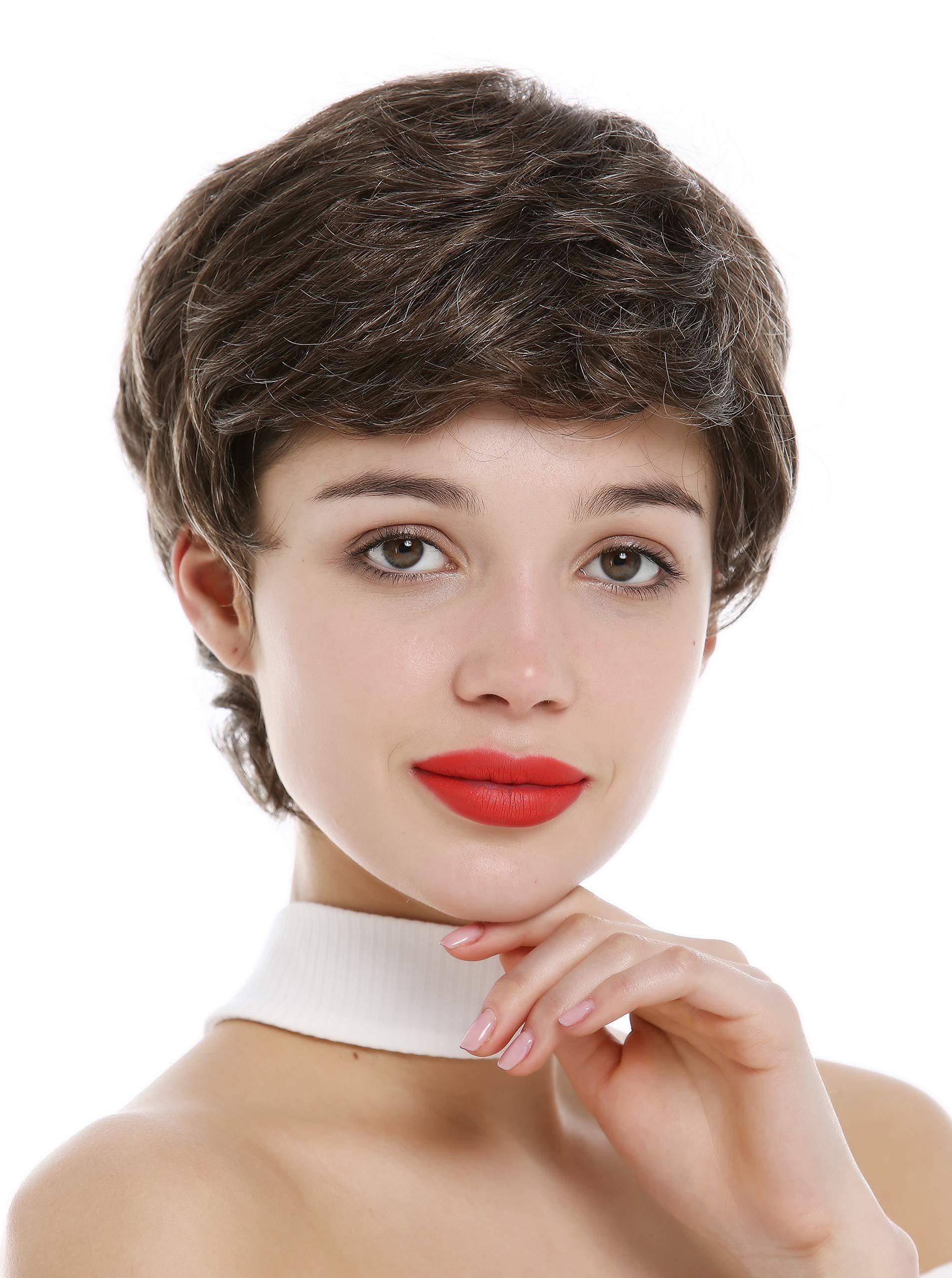 WIG ME UP - GF-W355A-G677 Lady wig short slightly wavy Pixie cut brown flecked with gray grey