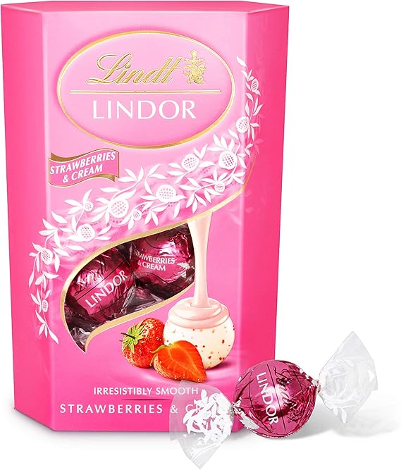 Lindt Lindor Strawberries and Cream Chocolate Truffles Box