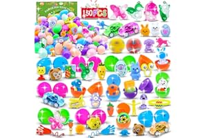 EROSBON 150 Pack Prefilled Easter Eggs with Toys Inside,Easter Basket Stuffers Bulk Easter Eggs Fillers for Kids,Easter Egg Hunt,Easter Party Favors Supplies, Classroom Prize Easter Gifts
