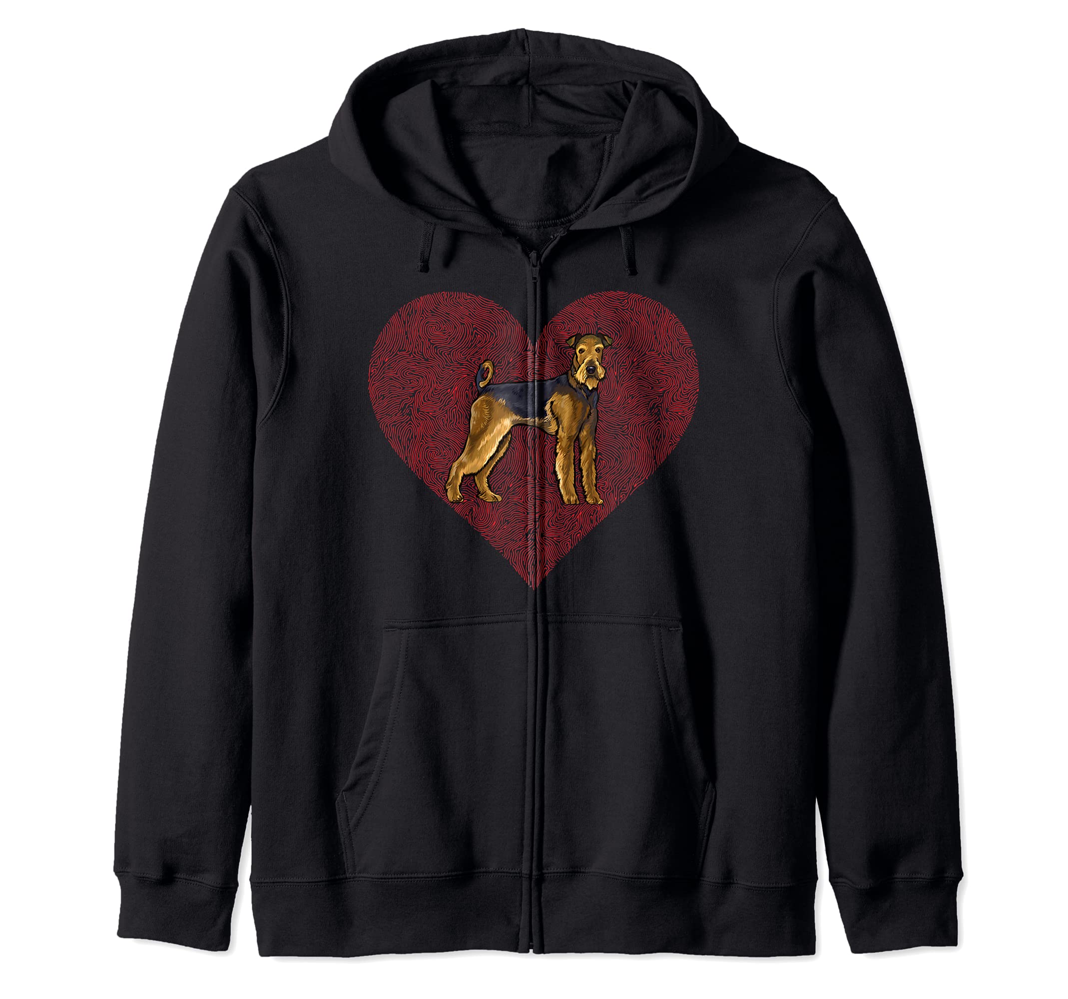 Airedale Terrier Valentines Day Dog Love Fingerprint Zip Hoodie
