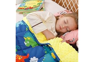 Uttermara Weighted Blanket 3 lbs, Ultra Cozy Minky Fleece and Cotton Sided with Cartoon Patterns, Reversible Heavy Blanket Great for Calming and Sleeping, 36x48 inches, Blue Dinosaur Park