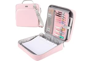 HINOOR 3-Inch 3-Ring Zipper Binder with Shoulder Strap, D-Ring Zip Up Binder with 700 Sheets Capacity, Compatible with 13" MacBook, 12.9" Tablet, for Middle School, College, Office (Pink)