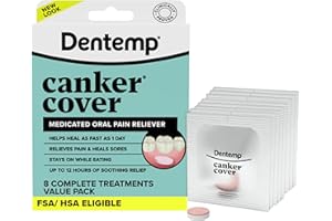 Dentemp Canker Cover - Canker Sore Medicine Pain Reliever (8 Count) - Canker Sore Treatment to Relieve Canker Pain, Mouth Sores & Mouth Irritation - Fast Acting Canker Sore Relief Tablets for Adults