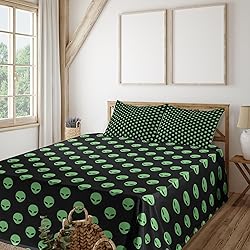 Ambesonne Alien Sheet Set, Supernatural Martiansal