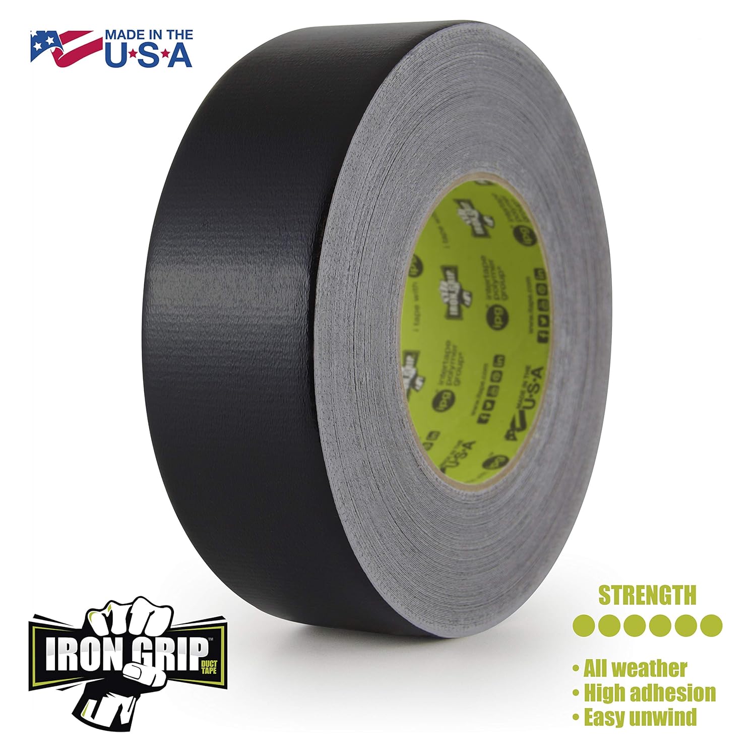 IPG Iron Grip Heavy Duty Duct Tape, 1.88" x 35 yd, Black (Single Roll) eBay