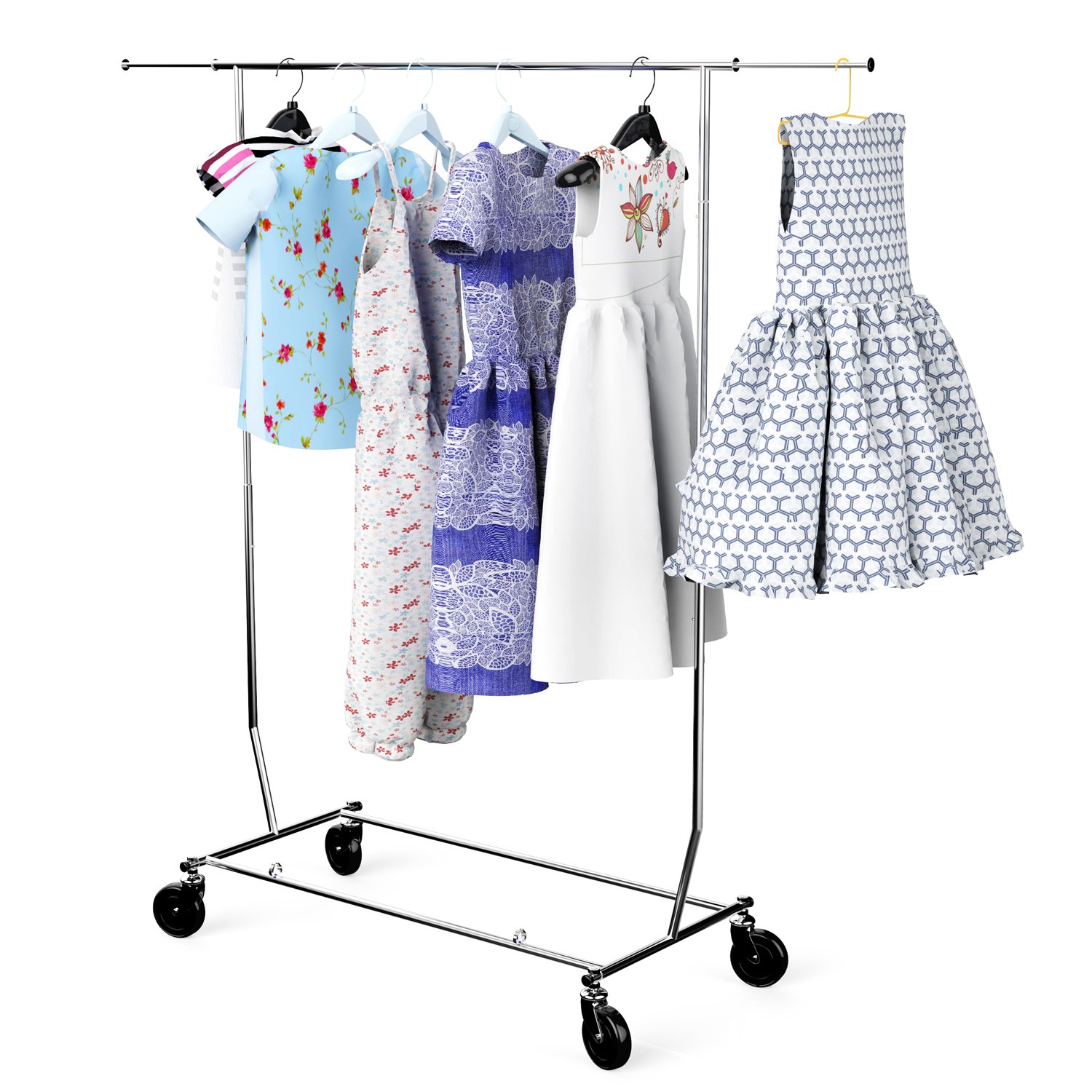 Homdox Clothing Garment Rack Commercial Grade Collapsible Hanging Racks with Lockable Wheel Chrome Finish