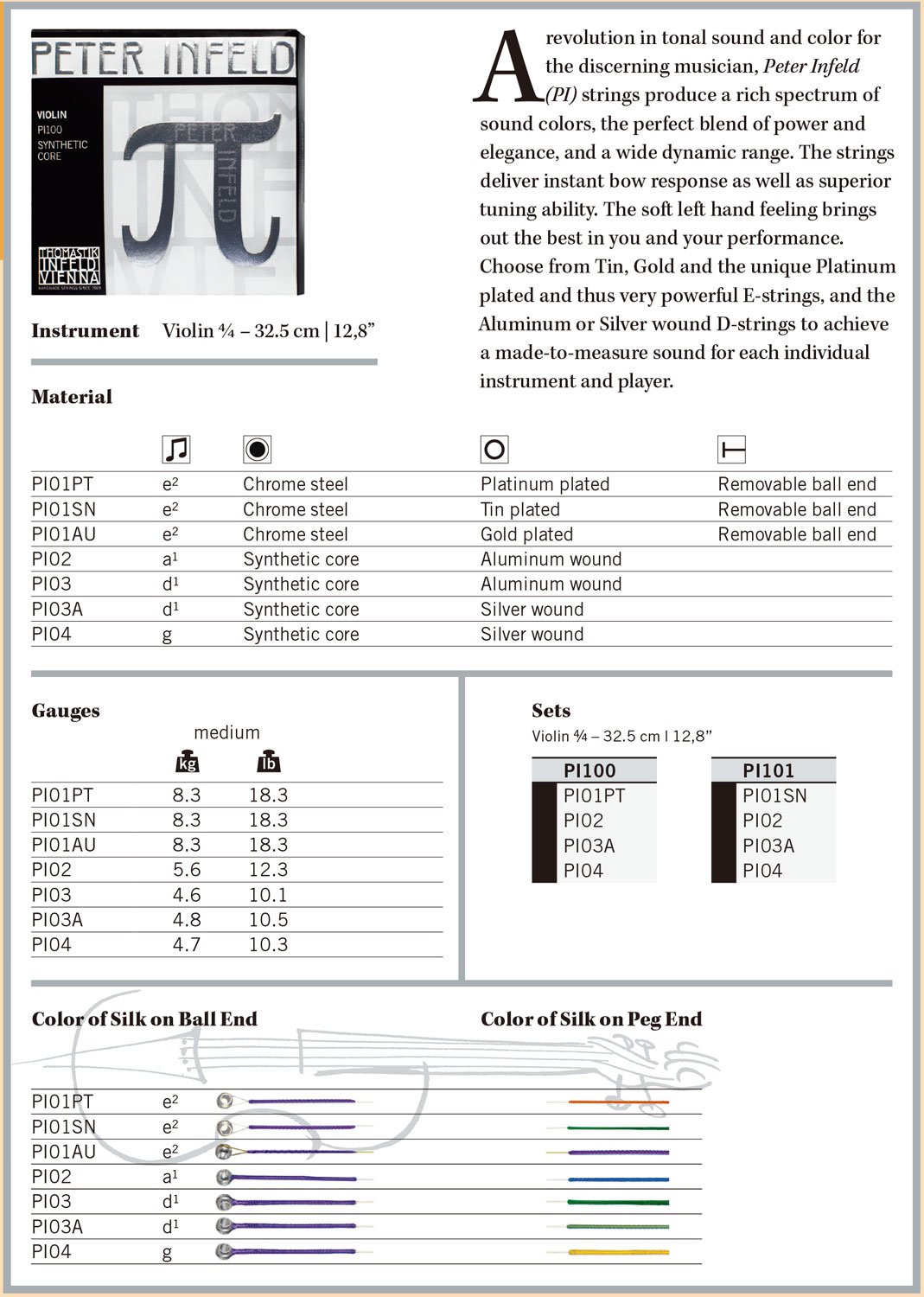 4/4 Infeld Peter Thomastik Violin String E Platinum Violin outlet