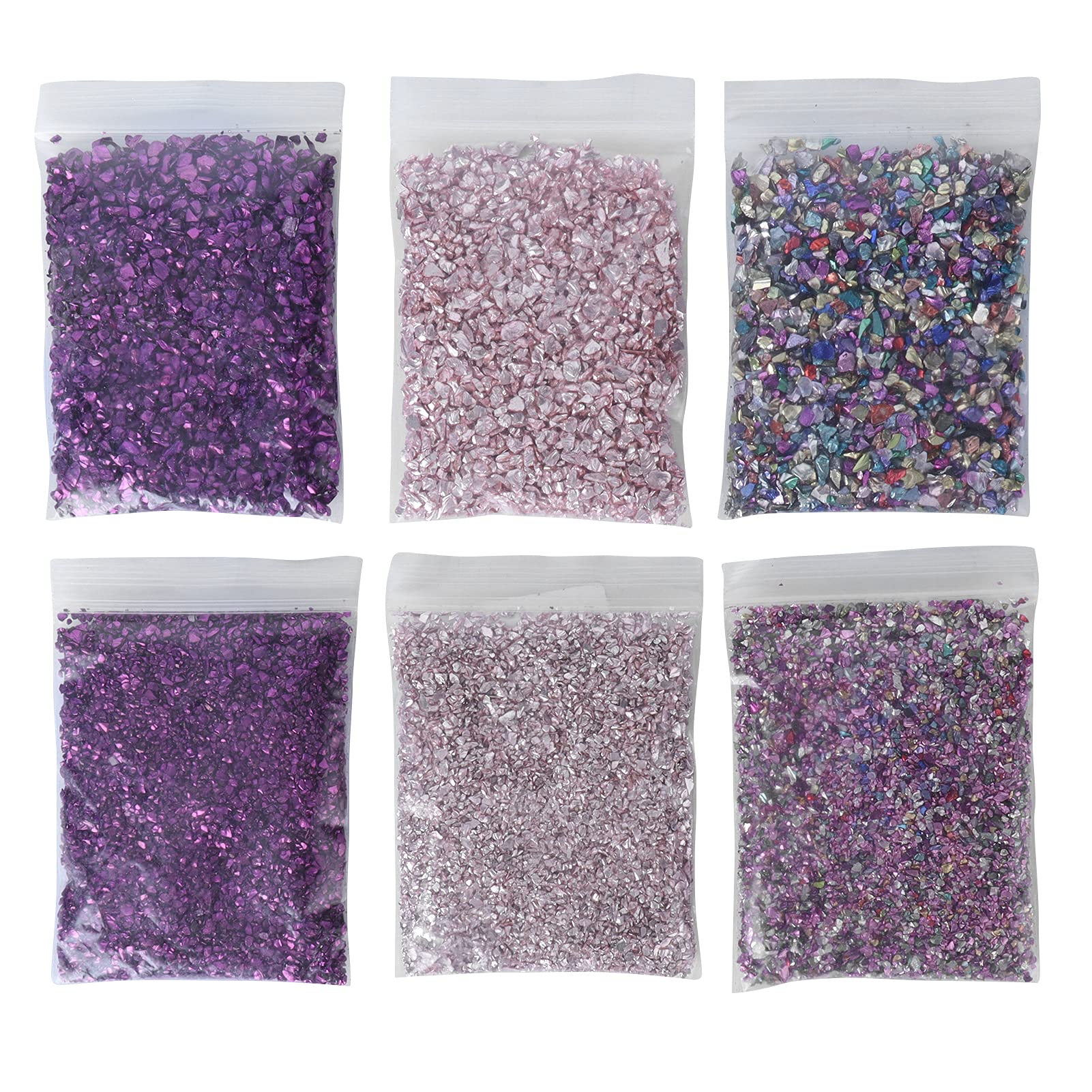 needlid Crushed Glass Filler, Shining 6 Packs Multiple Colour Crushed Glass Chips for Resin Mold Handmade Crafts, Nail Art Decoration, Phone Case Making, Scrapbooking